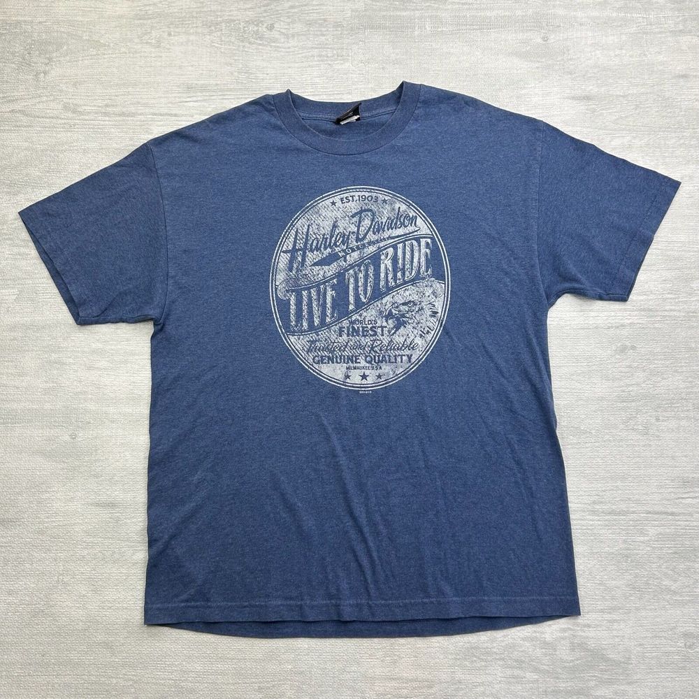 Vintage Harley Davidson Shirt Mens Xl Navy Blue Biker Motorcycle Lexington Ky